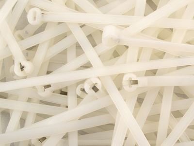 0015258 8x400mm natural nylon stainless steel barb inlay cable tie 100 pack